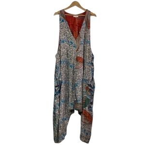 Kantha Bae Silk Harmony Harem Jumpsuit Oversized Sleeveless Drop Crotch Onepiece